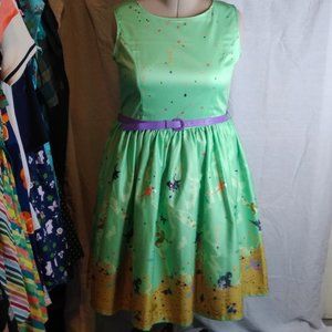 Lindy Bop Green Baby Dragon Pinup Dress US 16